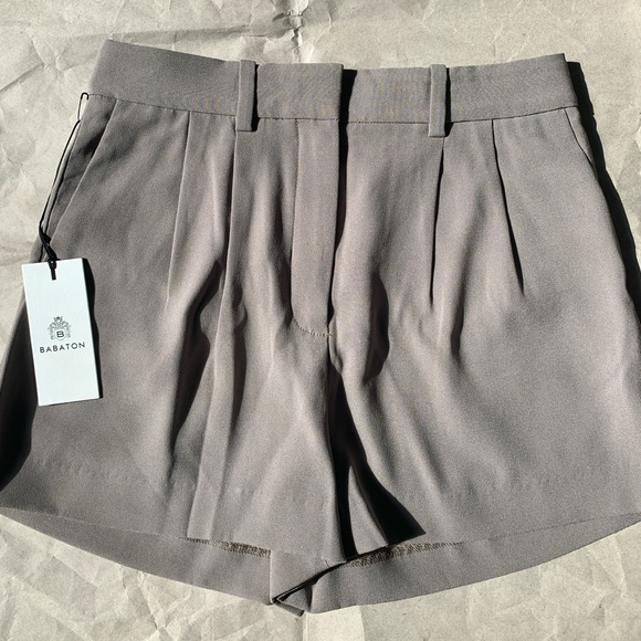 Aritzia Pants - Aritzia Babaton 3" Pleated Mini Short, Felted Taupe, Summer 24, NWT, Sz 4